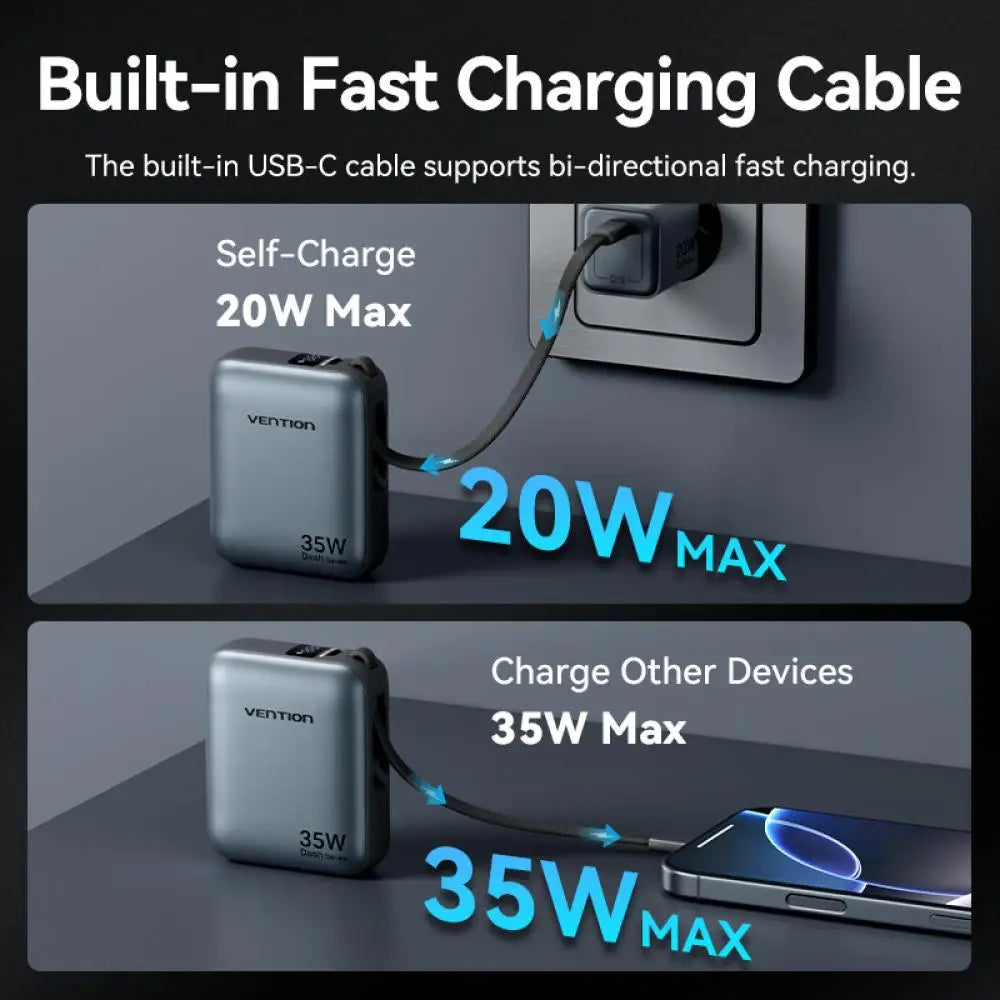 Vention 35W Mini Power Bank 10000mAh